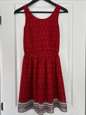 Red Patterned Sleeveless Summer Dress